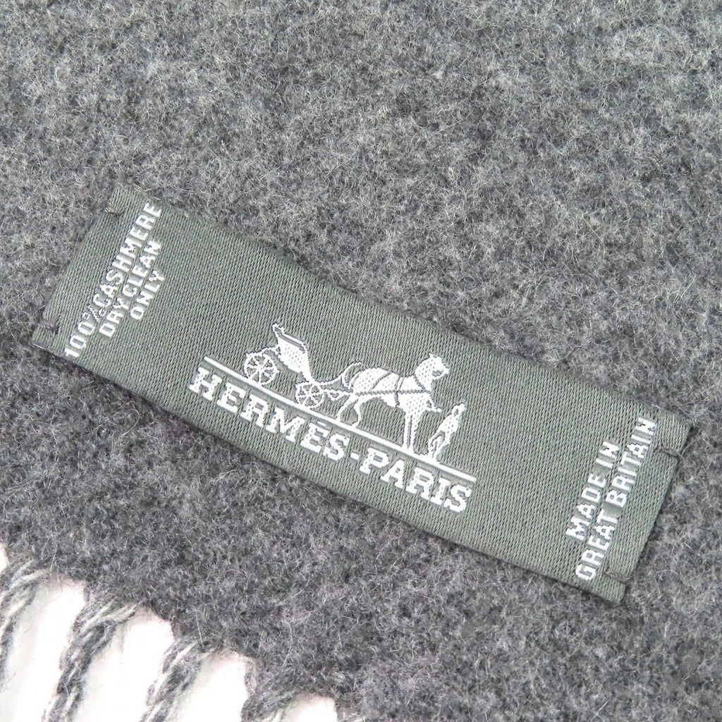 Hermes Entrelac Equestre Scarf Cashmere Horse Fringe Bicolor Gray — view 6