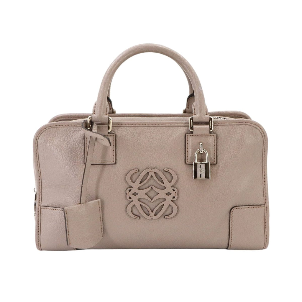 Loewe Amazona 28 Hand Bag Leather Beige Silver Greige