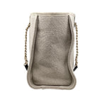 Chanel Tote Bag Deauville MM Canvas Chain Logo Beige Black Gold Hardware — view 4