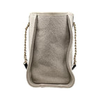 Chanel Tote Bag Deauville MM Canvas Chain Logo Beige Black Gold Hardware — view 4