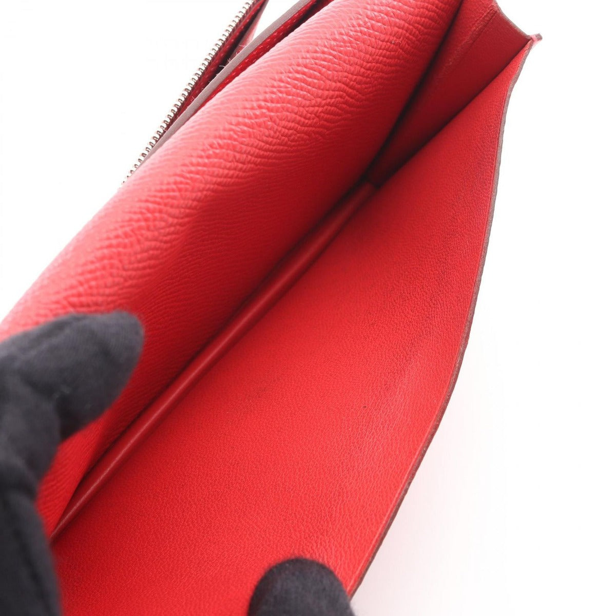 Hermes Bifold Wallet Bearn Souffle Rouge Casac Leather Kazak Red — view 9