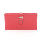 Hermes Bifold Wallet Bearn Souffle Rouge Casac Leather Kazak Red