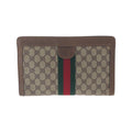 Gucci Vintage Sherry Line Brown Beige GG Supreme Canvas Clutch Bag Second