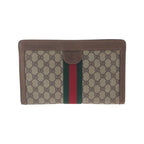 Gucci Vintage Sherry Line Brown Beige GG Supreme Canvas Clutch Bag Second