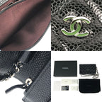 Chanel Quilted Caviar Leather Chain Wallet Silver Hardware Black — view 8