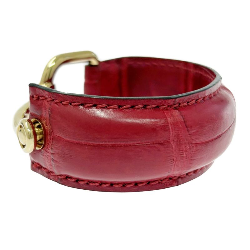 Gucci GP Leather Horsebit Bangle Red — view 3