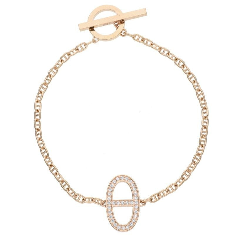 Hermes Chene Dancre Contour 18K Pink Gold Diamond Bracelet Sh — view 2