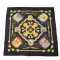 Hermes Scarf Carre 90 Silk Black Gold LES Tambours Tambour Drums