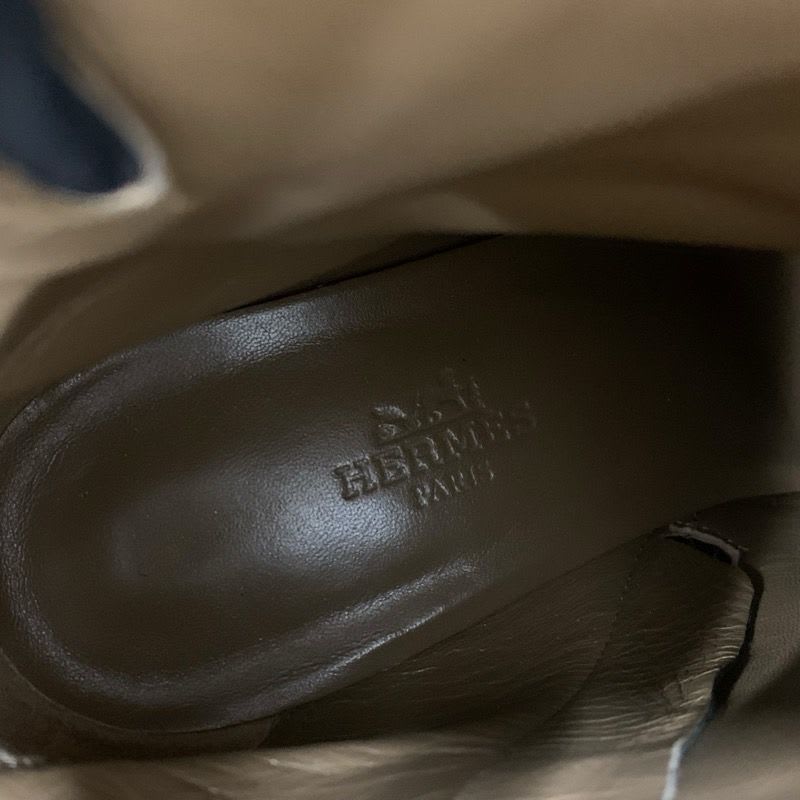 Hermes Saint Germain Boots Short Shoes Suede Black Silver Kelly Hardware — view 7