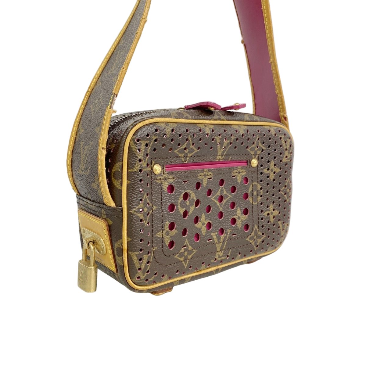 Louis Vuitton Shoulder Bag Monogram Perfo Mini Trocadero Brown Fuchsia — view 2