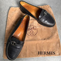 Hermes Chaine D'ancre Loafer Moccasin Farandole Leather Black Stitching 36