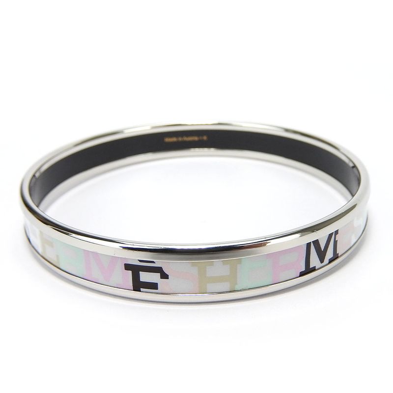 Hermes Bangle Emile PM Enamel Metal Multicolor Light Gray Silver Hardware — view 5