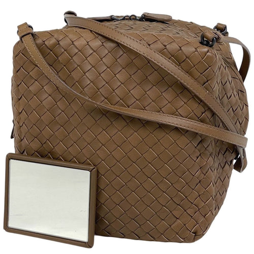 Bottega Veneta Intrecciato Shoulder Bag Leather Brown