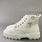 Hermes J4 Italian Short Boots High Cut Sneakers Logo Print 36 White Canvas — view 3