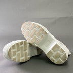 Hermes J4 Italian Short Boots High Cut Sneakers Logo Print 36 White Canvas — view 6