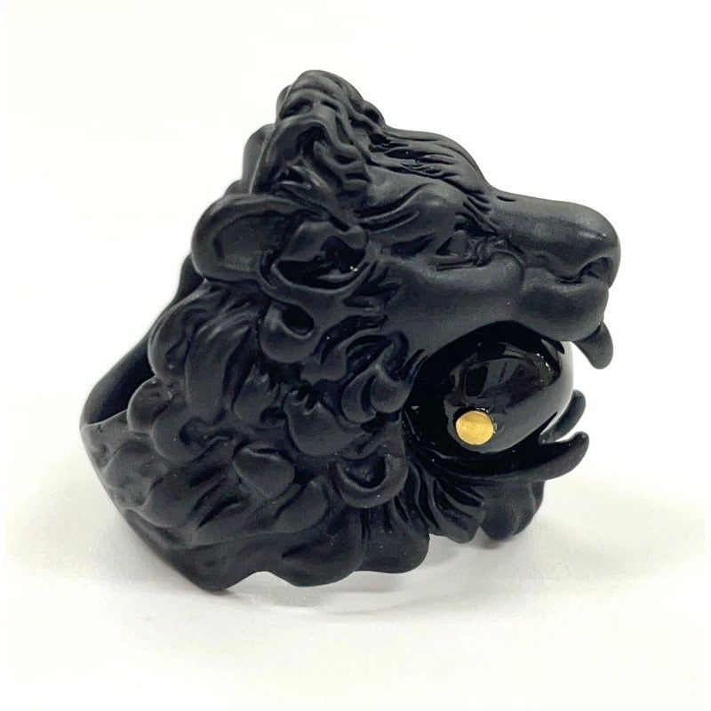 Gucci Michele Lionhead Interlocking G Logo Ring No 13 Metal Black — view 4