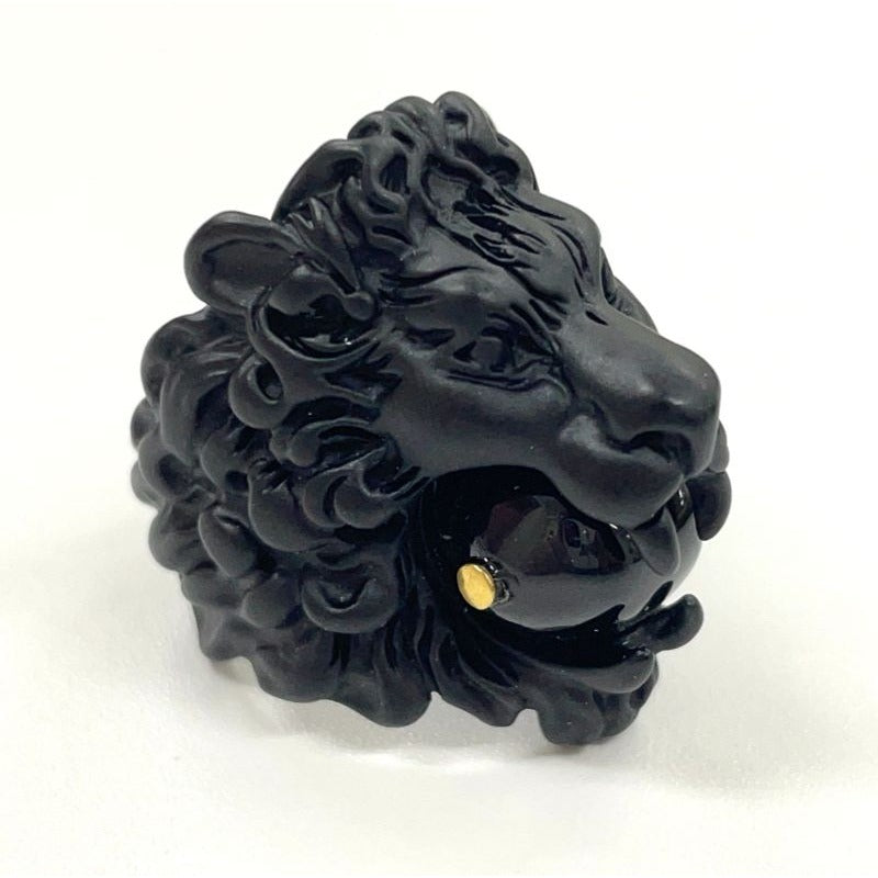 Gucci Michele Lionhead Interlocking G Logo Ring No 13 Metal Black — view 5