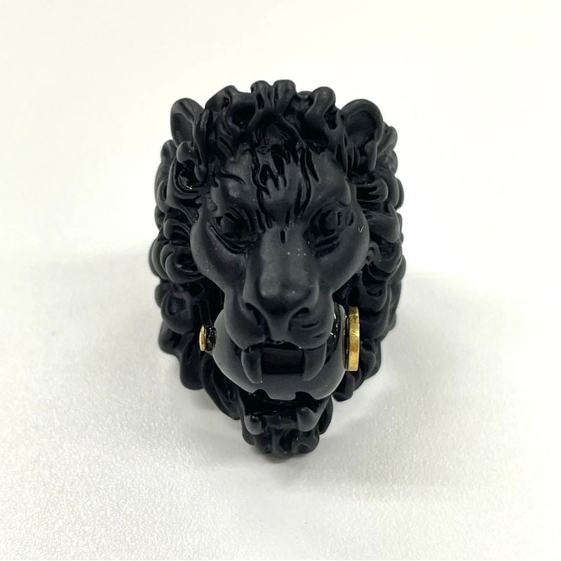 Gucci Michele Lionhead Interlocking G Logo Ring No 13 Metal Black