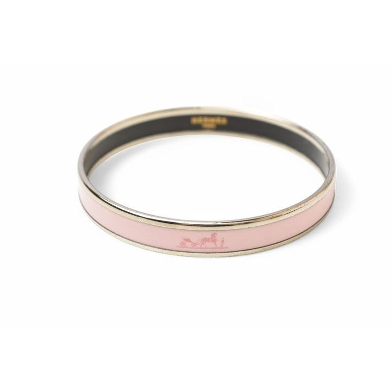 Hermes Bangle Bracelet Emile PM Caleche Light Pink Silver — view 7