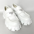 Prada Monolith Brushed Leather Loafers 6.5 White