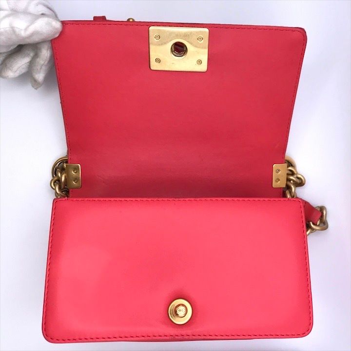 Chanel CC Logo Tweed Lambskin Chain Shoulder Bag Pink Gold — view 7