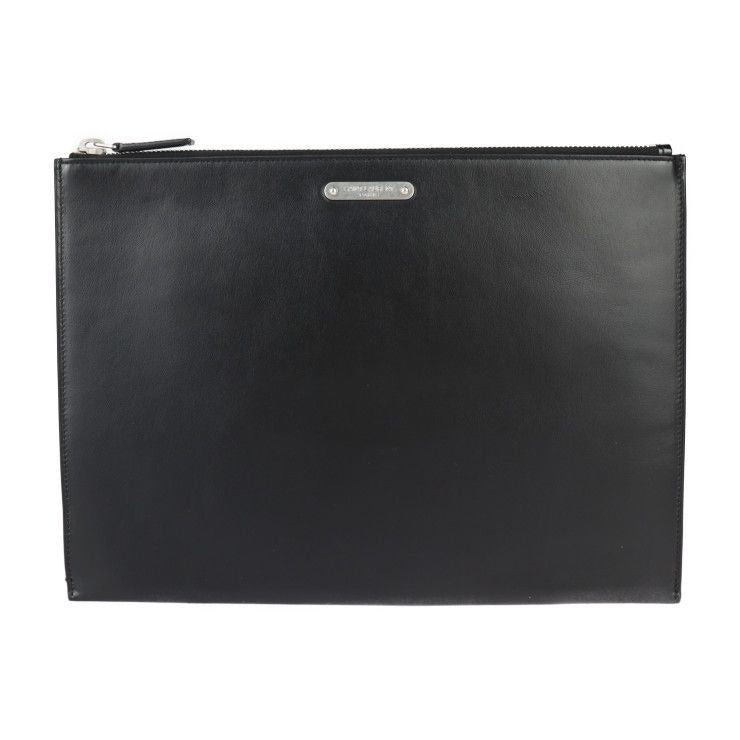 Saint Laurent Paris IPAD Militar Second Bag Leather Black Silver