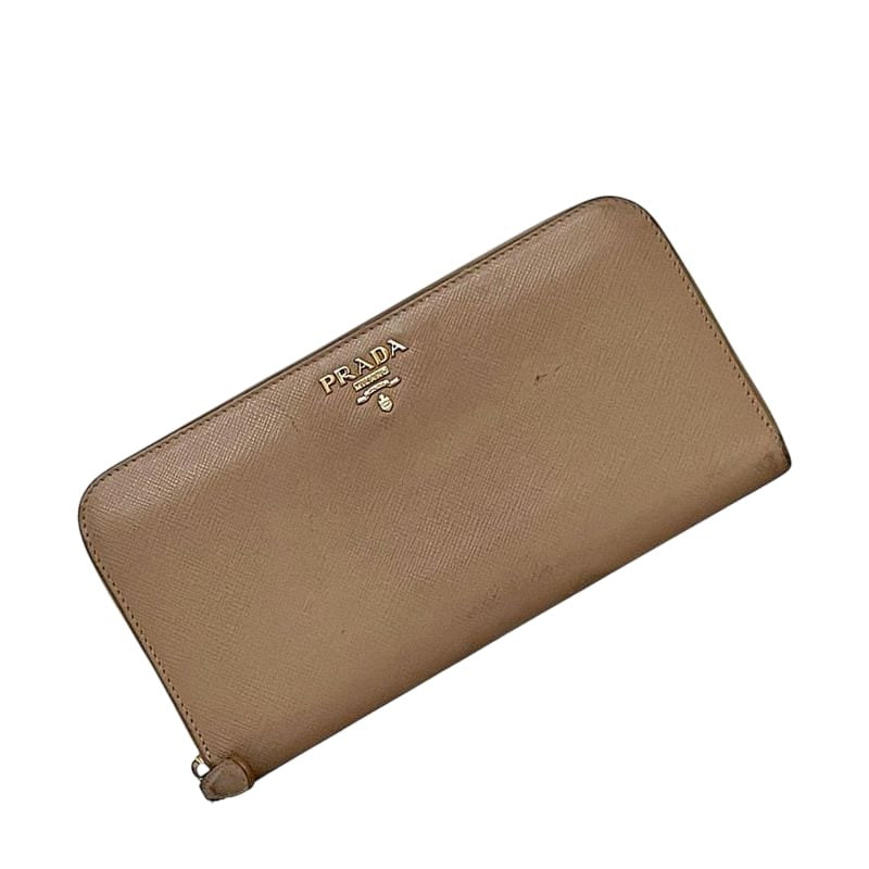 Prada Round Zipper Long Wallet Pink Beige Cammeo 1 Ml506