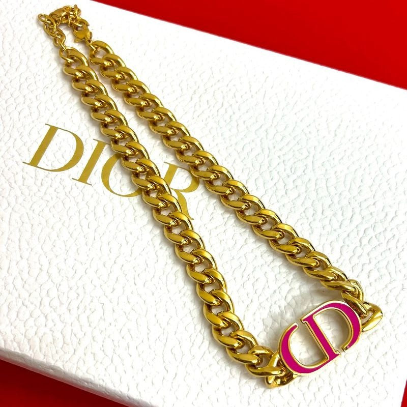 Christian Dior CD Logo Motif GP Chain Necklace Pendant Accessory — view 2