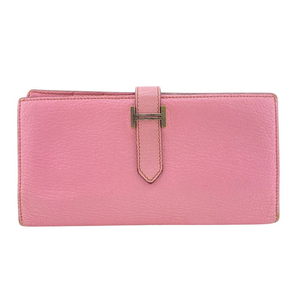 Hermes Long Wallet Bifold Bearn Souffle Pink