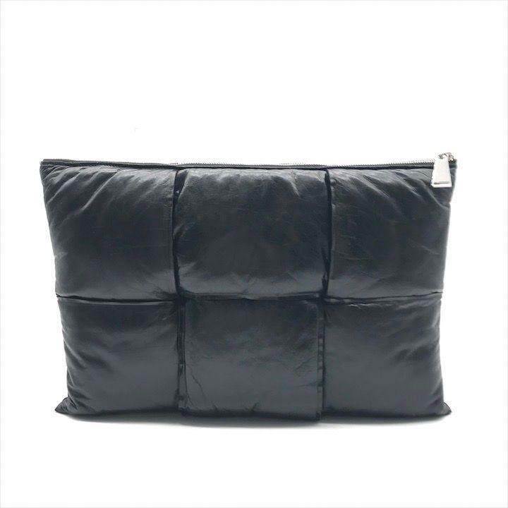 Bottega Veneta Intrecciato Maxi Clutch Second Black Leather — view 2