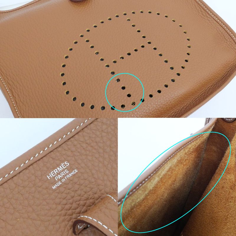 Hermes Evelyne 3 PM Gold Taurillon Clemence W Shoulder Bag Brown — view 7