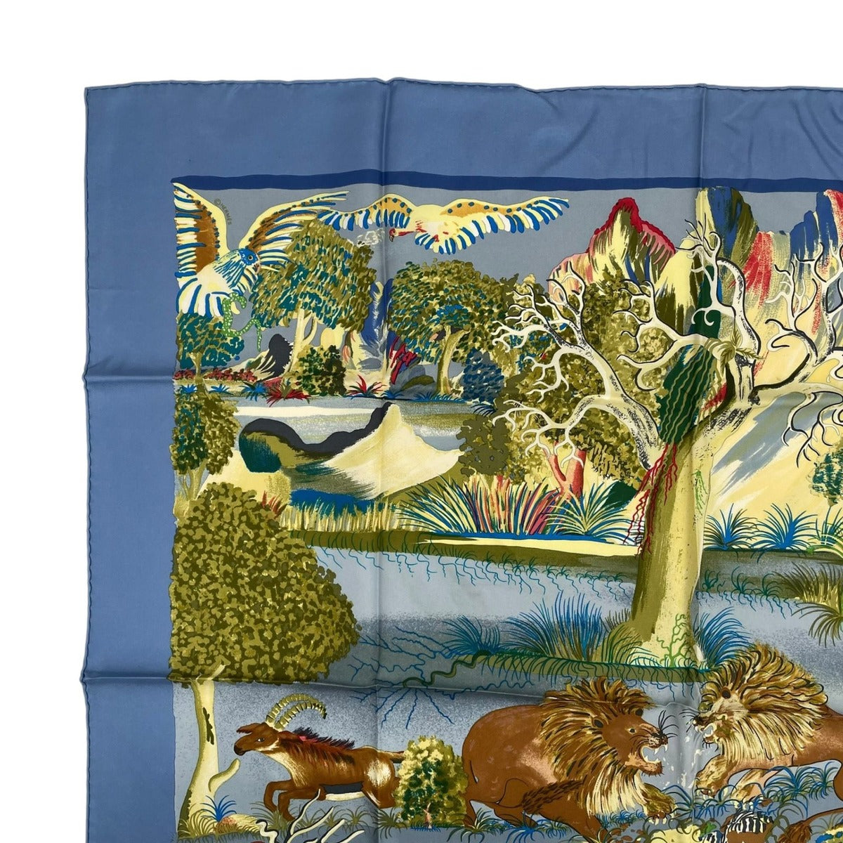 Hermes Carre 90 Scarf 100% Silk Nuba Mountain Blue Box — view 3