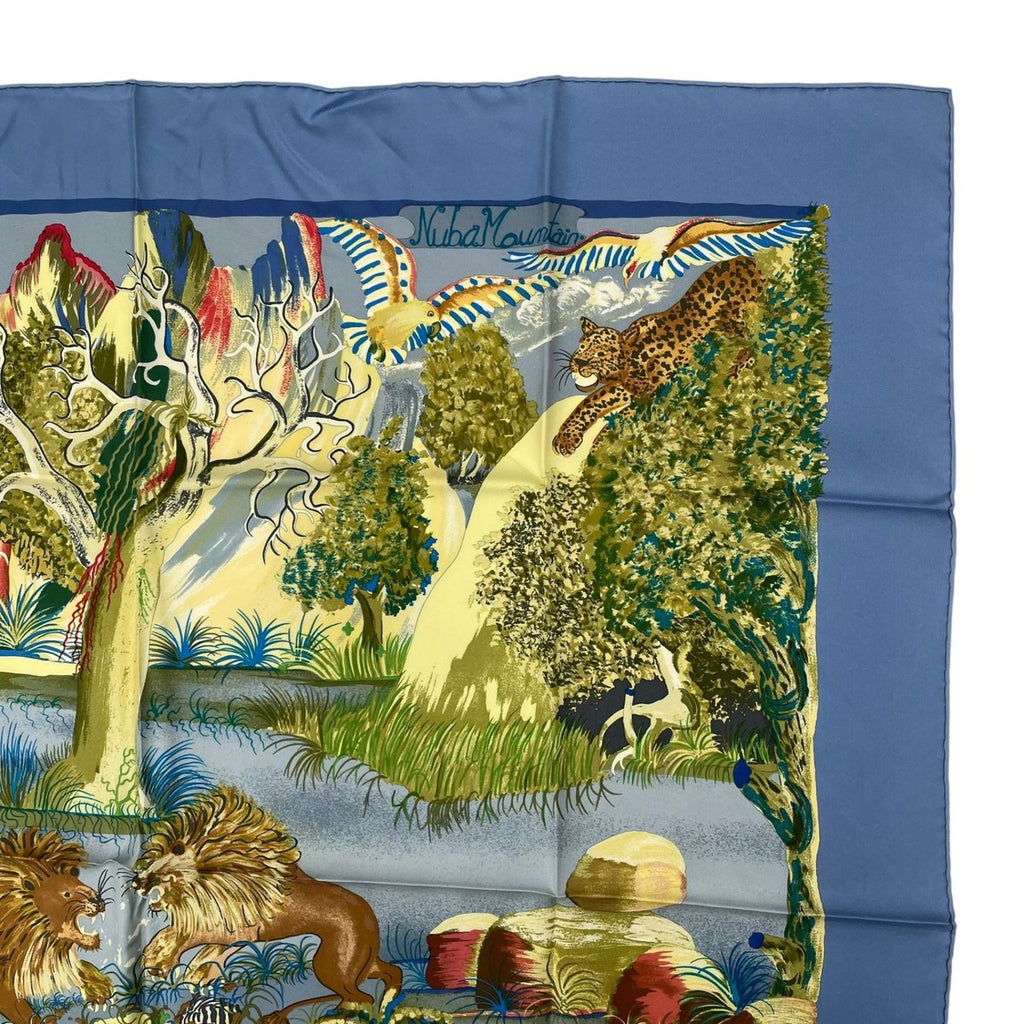 Hermes Carre 90 Scarf 100% Silk Nuba Mountain Blue Box — view 4