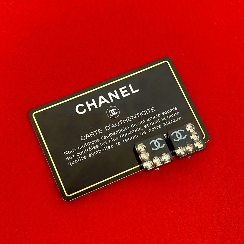 Chanel Coco Mark Rhinestone Square Earrings Ear Cuff Accessory 06P — view 2