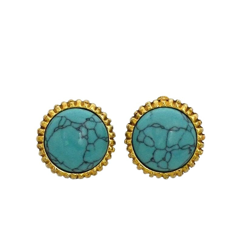 Chanel Earring Gold Light Blue GP — view 4