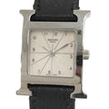 Hermes Watch Quartz SS Leather Silver Black Gray Dial