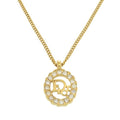 Christian Dior Vintage Logo Stone Gold Necklace Accessory 0898