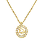 Christian Dior Vintage Logo Stone Gold Necklace Accessory 0898 — view 2