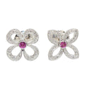 Louis Vuitton 18k White Gold Pink Saffiano Diamond Earrings