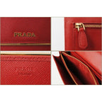 Prada Long Wallet Compact Clutch Saffiano Metal 1 M1311 Rouge Red — view 2
