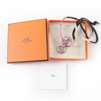 Hermes Motif Medal Tourbillon Silk Cord Necklace Silver Multicolor — view 2
