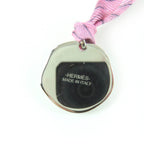 Hermes Motif Medal Tourbillon Silk Cord Necklace Silver Multicolor — view 5