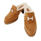 Hermes Mule Flor 60 Chevre Velour Sheepskin 37 Sandals