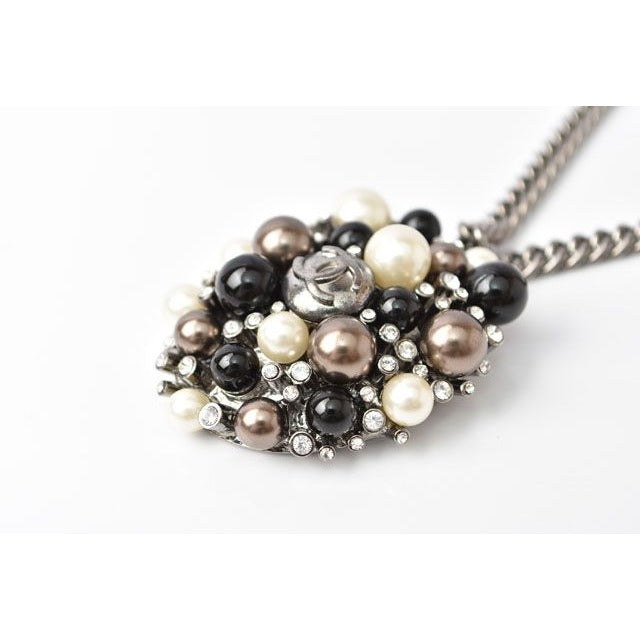 Chanel CC Mark Rhinestone Pearl Black White — view 3