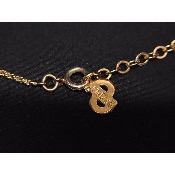 Christian Dior Necklace Pearl Gold Metal Faux Rhinestone — view 2