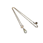 Christian Dior Necklace Pearl Gold Metal Faux Rhinestone