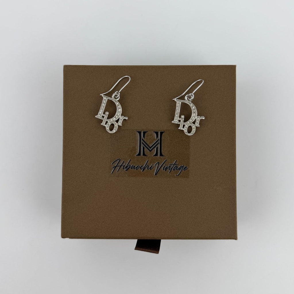 Dior Earrings Silver Logo Vintage