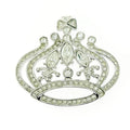Christian Dior Rhinestone Crown Brooch Pendant Top Silver