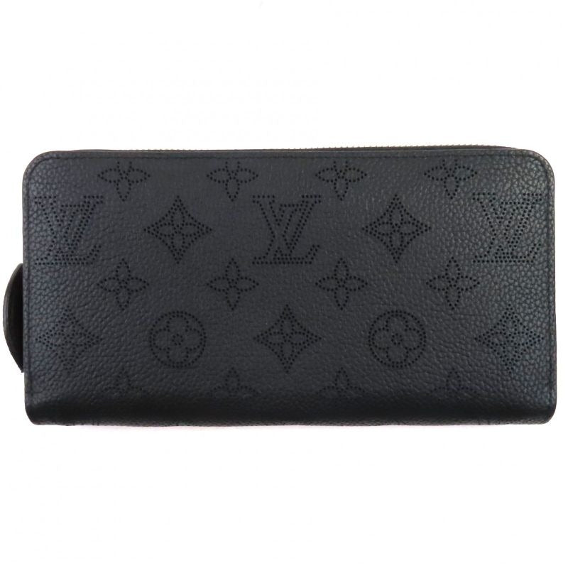 Louis Vuitton Zippy Wallet Mahina Noir Black Monogram Leather Round