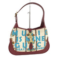 Gucci Jackie Small Shoulder Bag Music IS Mine Canvas Leather Red